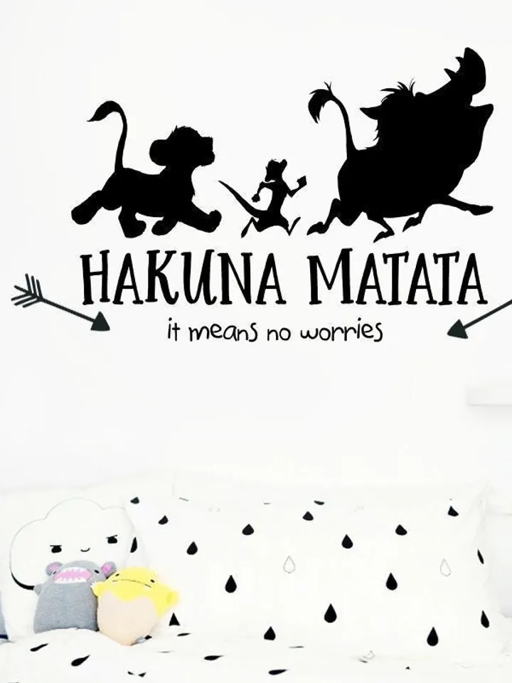 Hakuna Matata Wall Decal - No Worries Wall Decal, Lion King Quote Wall Decal, Lion Wall Sticker, Disney Decal, Kids Decor rta1239