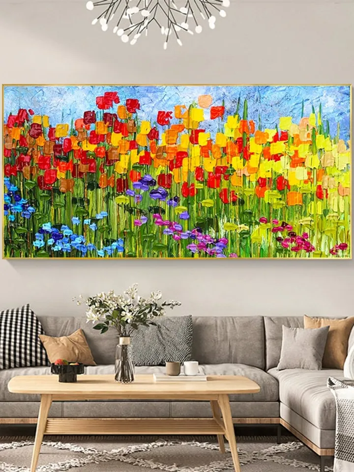 Original Painting On Canvas, Large Wall Art, Boho Wall Décor, Colorful Flower Oil Painting, Home Decor,Modern art,Abstract Art,Bedroom Decor