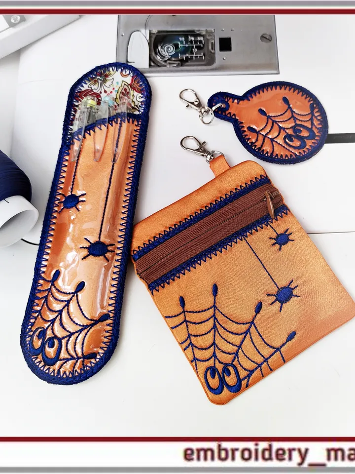 Halloween Case In the hoop for pens pencils markers Knitting Needles embroidery design ITH