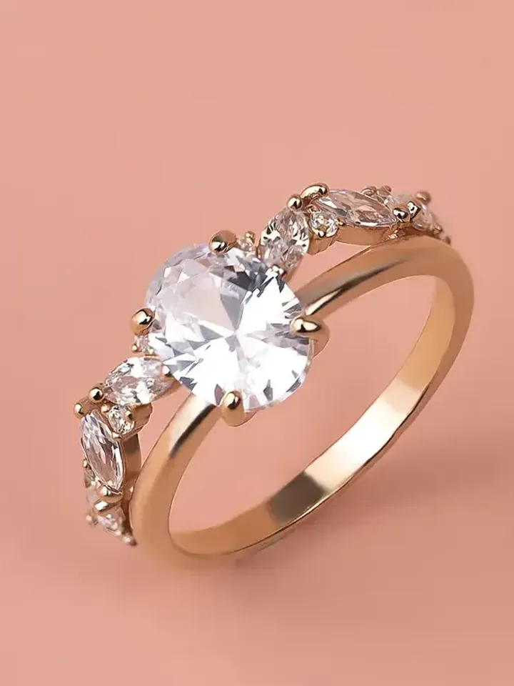 Women's ring silver 925 gold plated with cubic zirconia