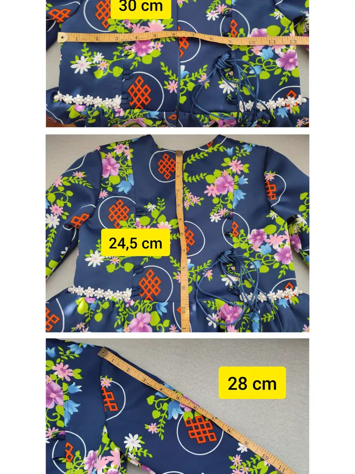 Blue elegant dress for girls 4-5 years old with floral print