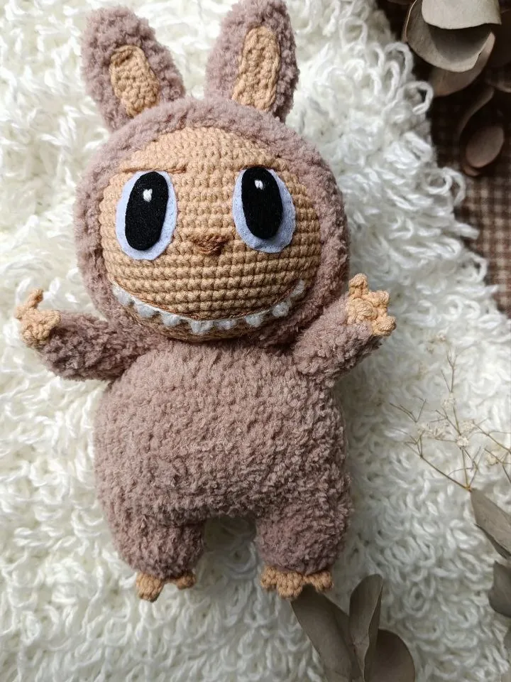Amigurumi Labubu crochet pattern. Popular teddy bunny Labubu pattern. Labubu crochet pattern toy.