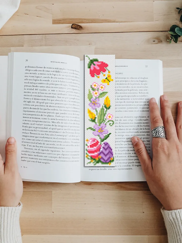 Easter bookmark cross stitch pattern PDF download Easter eggs cross stitch chart, Flower Bookmark pattern digital PDF, Pastel bookmark #B209