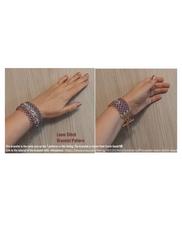 Cuff Bracelet Loom - Square Stitch Bead Patterns Bracelet Beading Patterns Bead loom pattern Miyuki Delicas - Preciosa Instant Download
