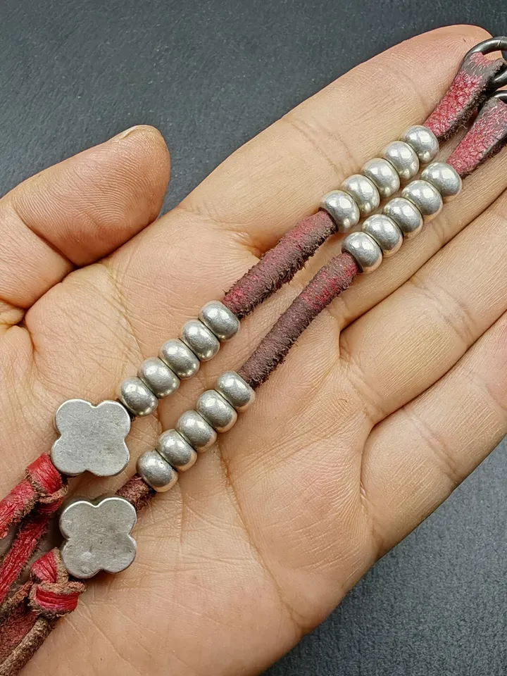 Authentic 8mm Tibetan Buddhist Prayer Bead Counters for 8-16mm Mala,with Gesang Flower Pendant,Made of Sterling Sliver,Decades Old
