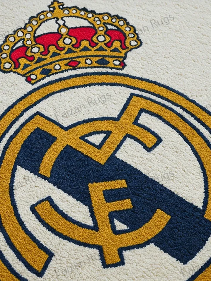 Buy Real Madrid Rug Hand-Tufted 100% Woolen Rug Handmade Area Rug Carpet for Home| Bedroom Rug| Living Room Rug | kids Room | Players rug