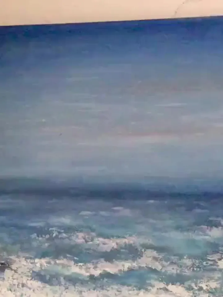 Seascape and a seagull oil painting hand made,waves,stones and a beach.Stretched canvas. Size 50/70 sm,27.5/19.6 inches.