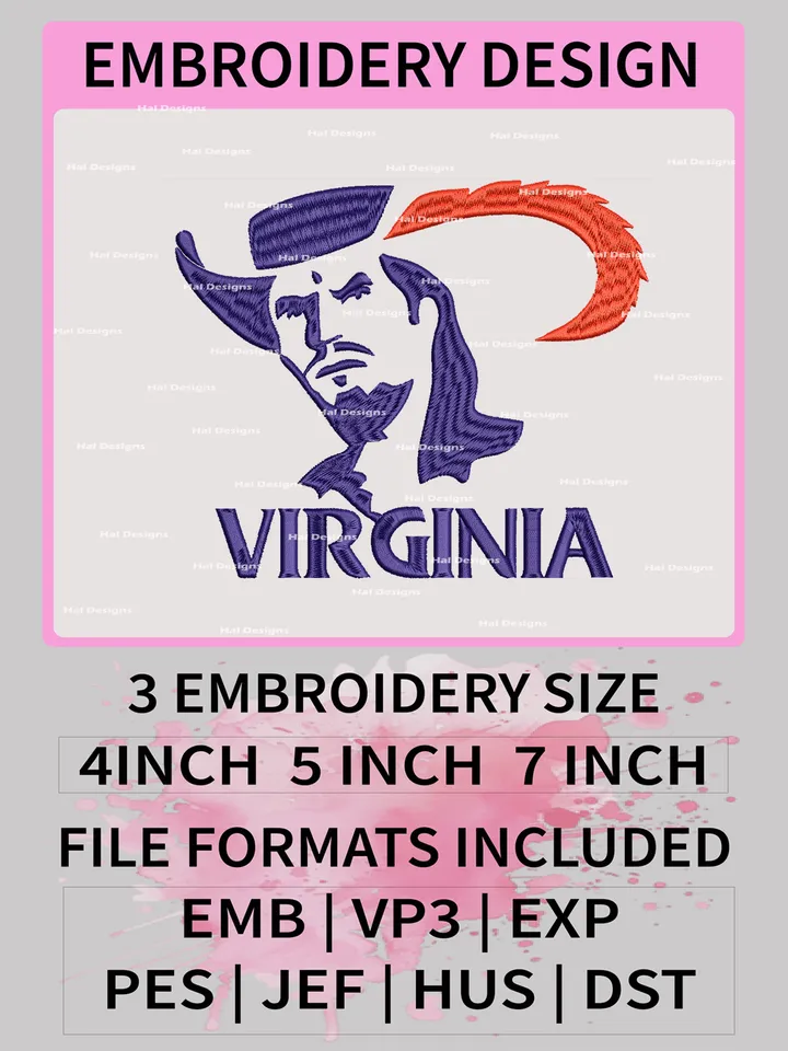 NCAA Virginia Cavaliers Embroidery File, 3 Sizes, 6 Formats, NCAA Machine Embroidery Design, NCAA Logo, NCAA Teams