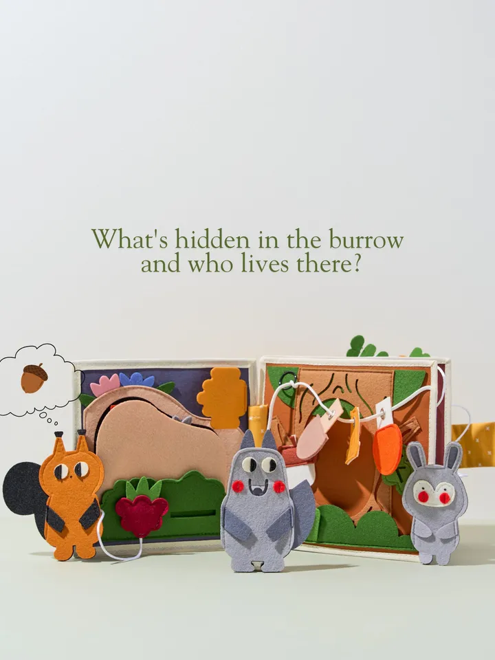 Montessori Quiet Book for Toddlers, Woodland Felt Activity Book, Baby Travel Sensory Toy, Educational Birthday Gift for Ages 1-3,Kinderkrama
