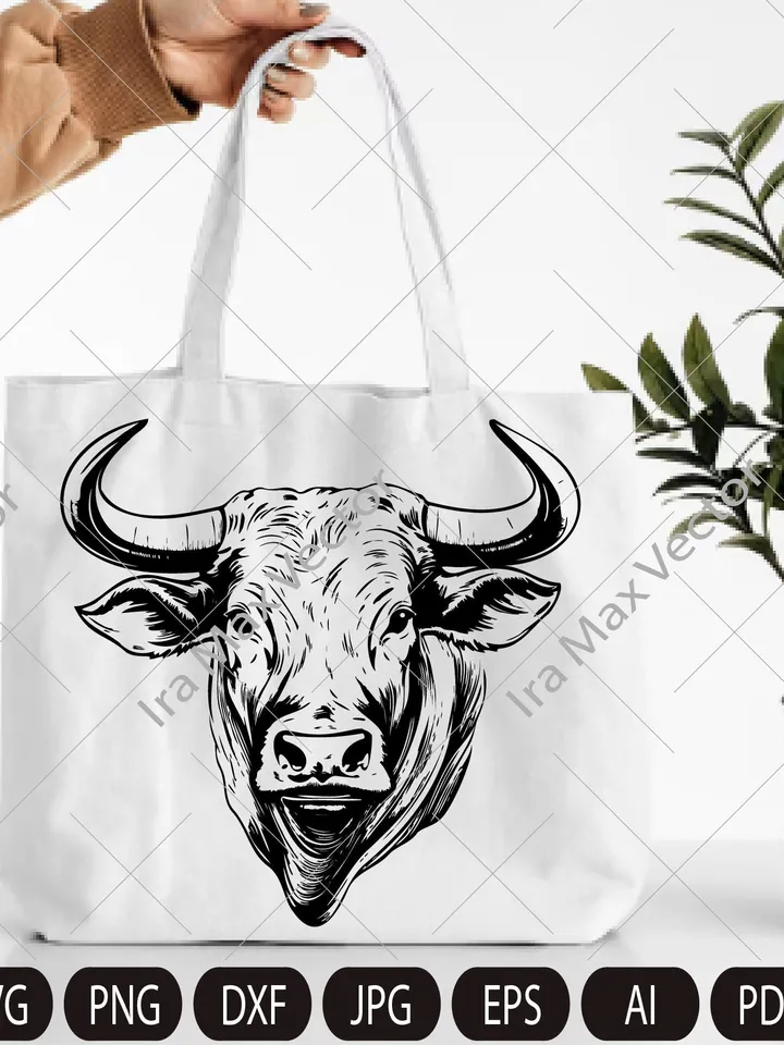 Bull Svg, Bull head svg, Bull svg, Rodeo svg, Bull face svg, Bull clipart, Cowboy bull svg, cow svg, Cow head svg, Cow face, Angry bull svg