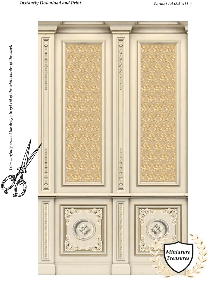 Wallpapers- Set 7-v3 | Printables for Dollhouses and Unique Miniature Projects | Digital Downloads | in Scale 1/12th