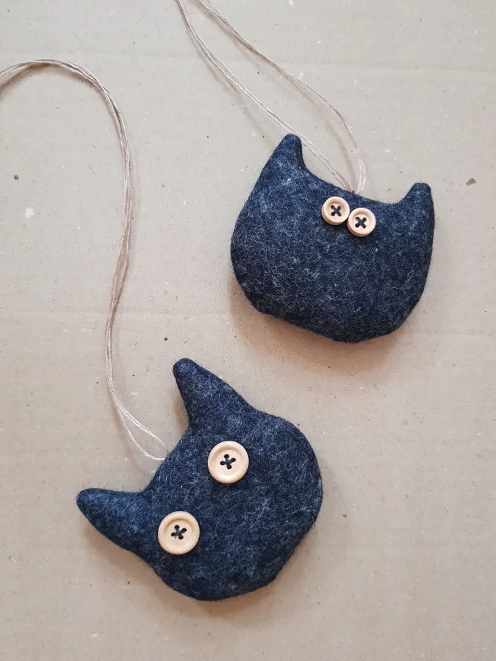 2 Felt Cats sewing patterns PDF, Halloween decor diy