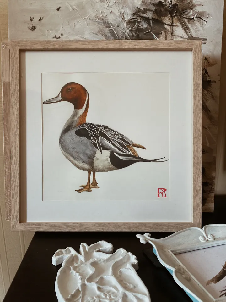 "Duckling" original watercolor, size 9"x9"