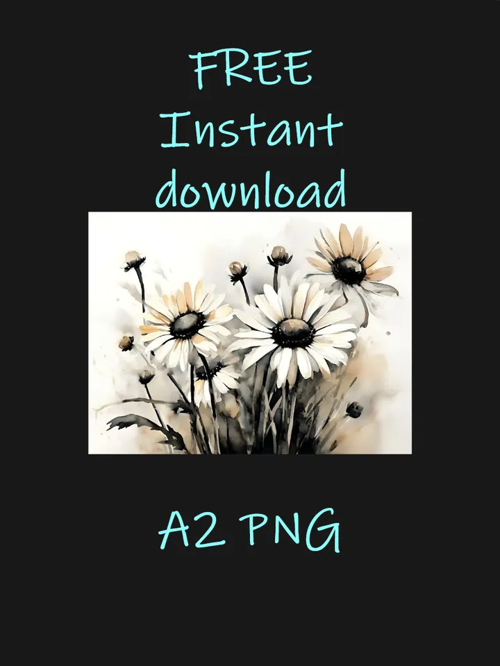 Daisies Black&White Poster FREE Digital Instant Download