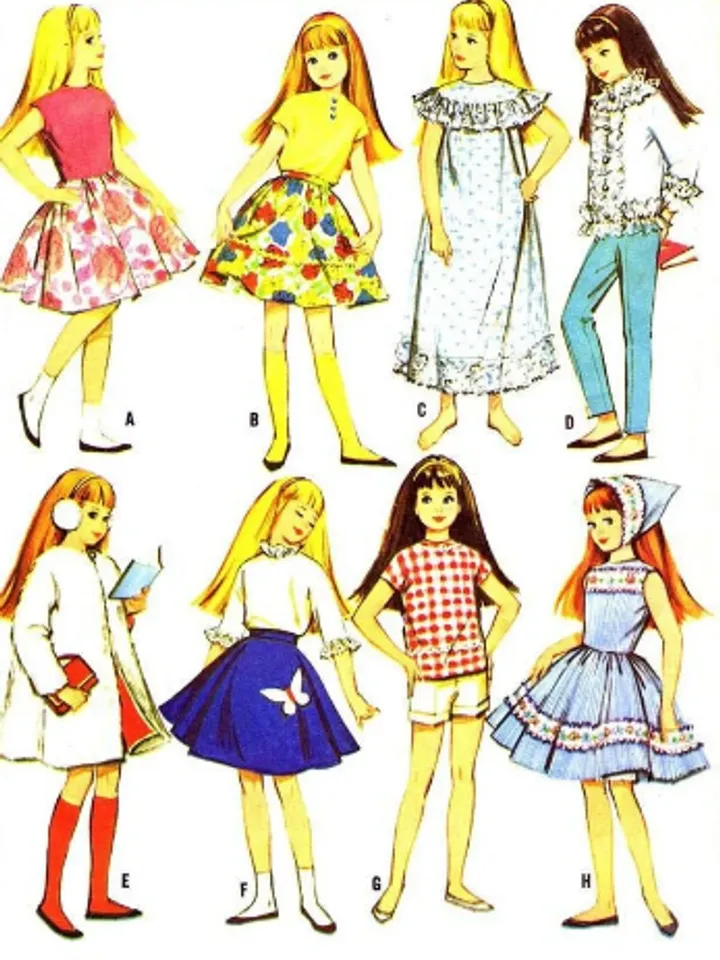 Copy McCalls 7716 Vintage Skipper Sewing Pattern Wardrobe Clothes for Dolls 9" Digital Download PDF