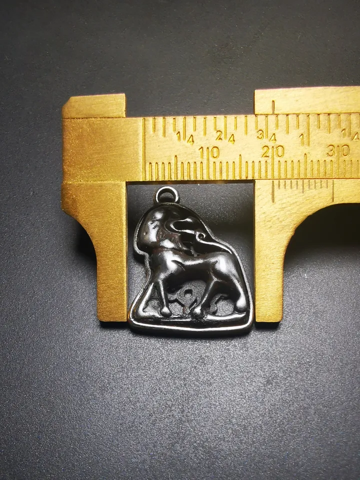 Gandhanra Antique Tibetan Buddhist Protective Pendant,Snow Lion Amulet Badge,inlaid with Sliver