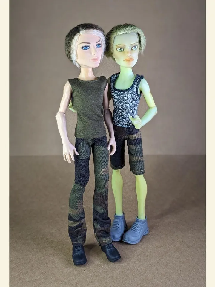Handmade Camo denim pants or shorts for 1/6 scale boy dolls