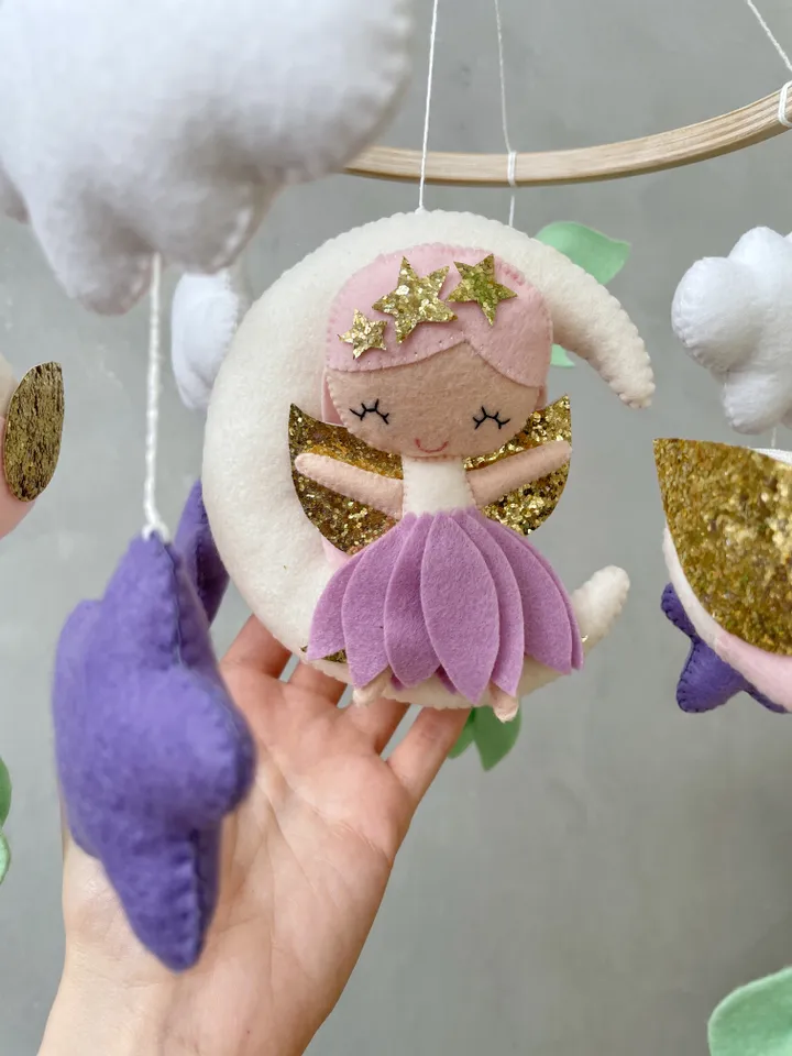 Fairy crib mobile girl, Woodland baby mobile fairy, Baby mobile girl