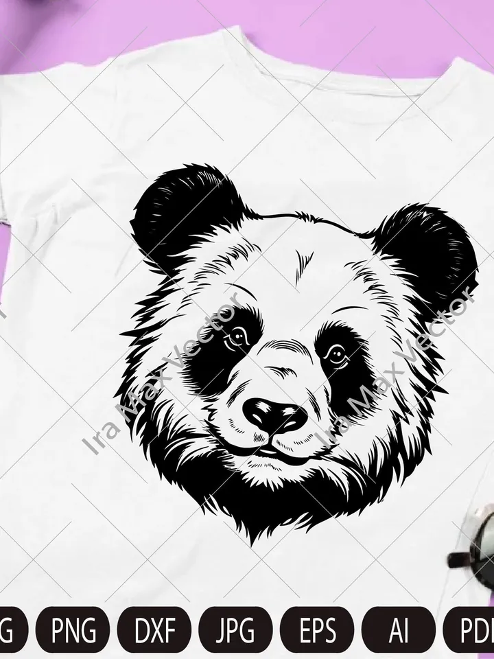 Panda Svg, Panda Clipart, Panda Png, Panda Head, Panda face svg, Panda Silhouette, Animals Silhouette