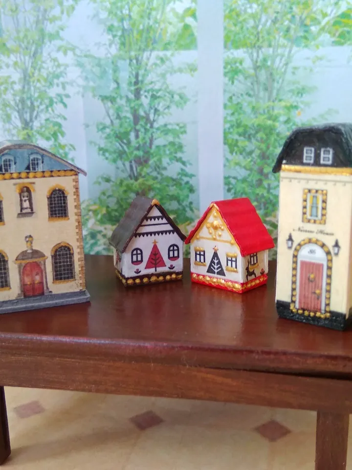 1:12 scale. Houses for cockle roomboxes. Doll toy.