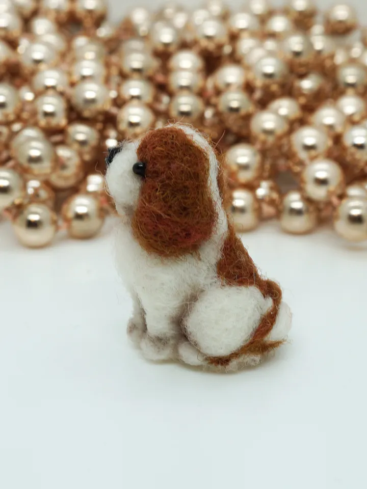Tiny needle felted Cavalier King Charles spaniel, miniature dog, made to order