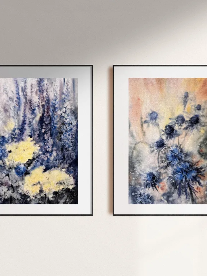 Flowers Prints Wall Art Set of 2 Prints Wildflowers Painting Flowers Watercolor Painting
