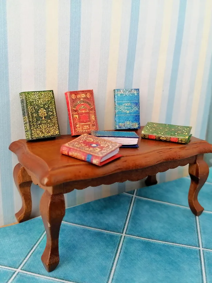 Dollhouse book set in 1:12 scale. Handmade.