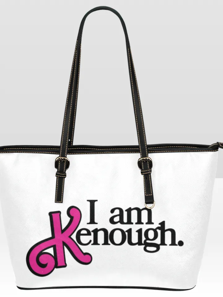 I am Kenough Leather Tote Bag