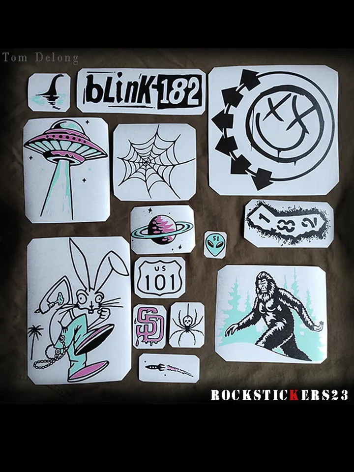 Tom DeLonge Fender Starcasters guitar stickers Blink-182 vinyl decal