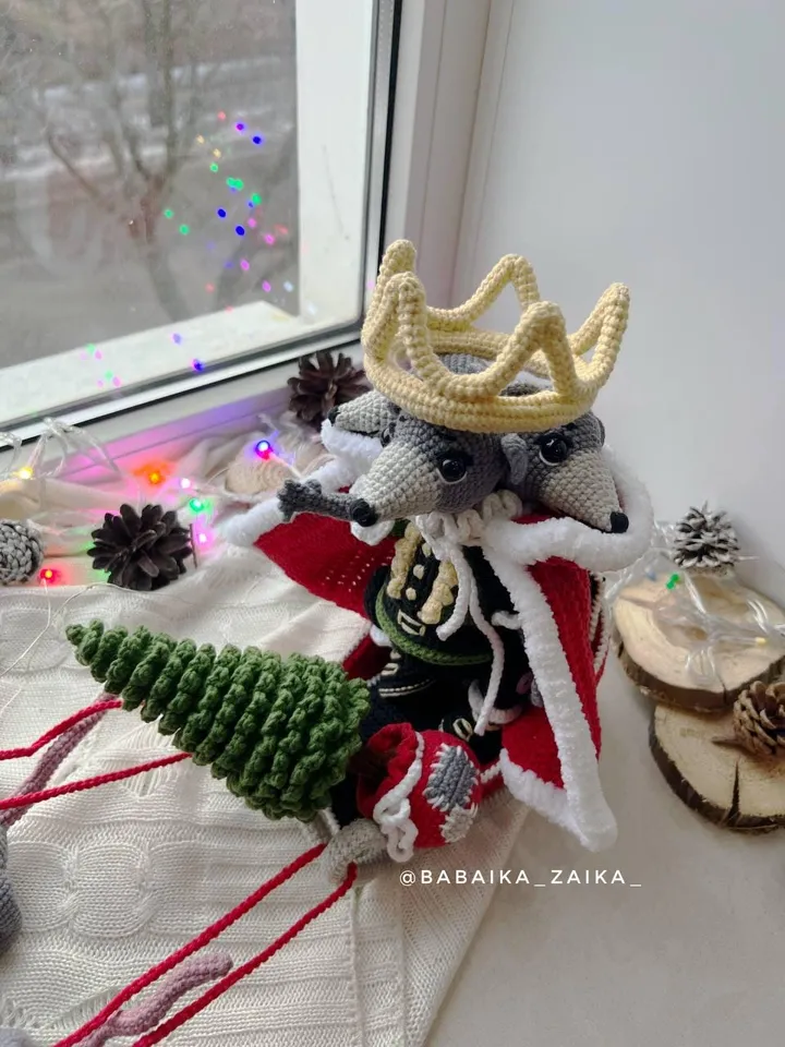 PDF SET Crochet Pattern Mouse King and Christmas Sleigh, Amigurumi Mouse, Christmas ornaments, Christmas Decor, Amigurumi Christmas