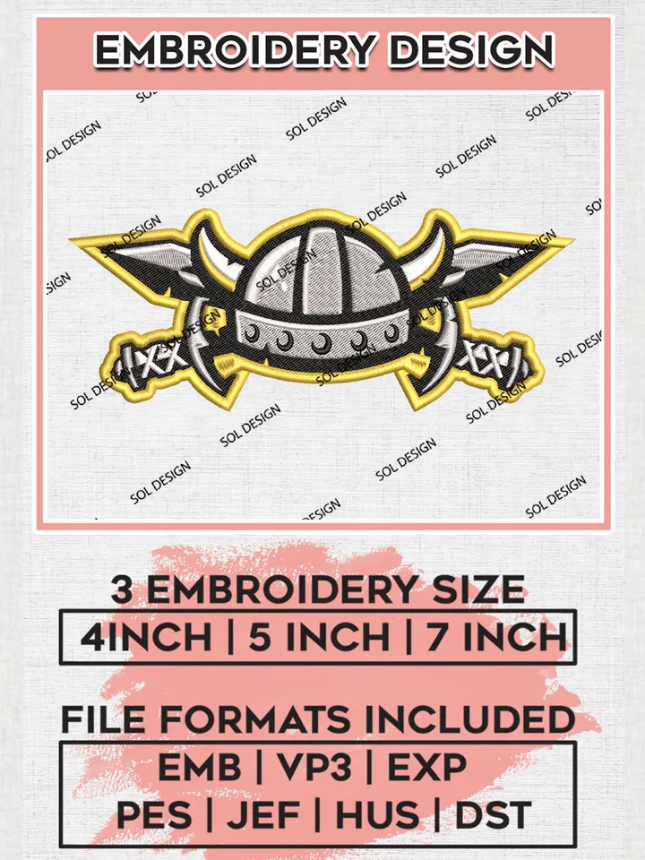 NCAA Northern Kentucky Norse College Football Team Logo Embroidery Design Files, NCAA Northern Kentucky Norse Jaguars Machine Embroidery, NCAA Teams, Game Day, 3 sizes, NCAA Machine embroidery designs, Digital Download