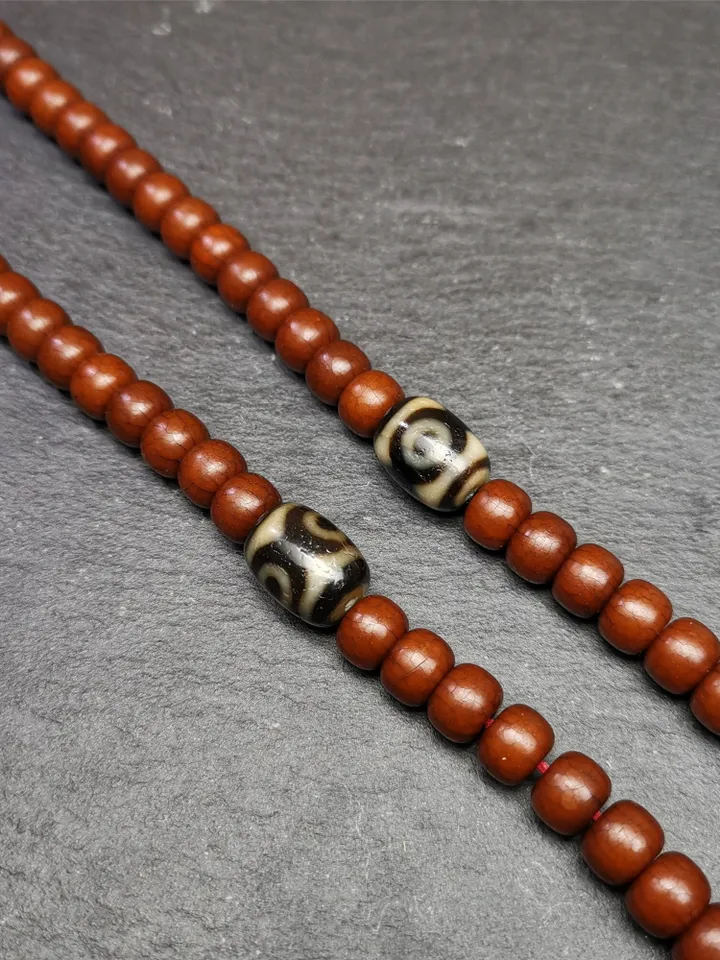 Gandhanra Tibetan Mandala 3 Eyes Dzi Bead Accessories,Dzi Spacer Beads,Marker Beads for Mala Necklace,0.63" × 0.47"