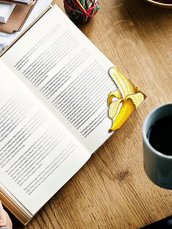 Corner bookmark cross stitch pattern PDF download Tropical fruit banana cross stitch chart, Bookmark pattern digital, Vegetable food #B424
