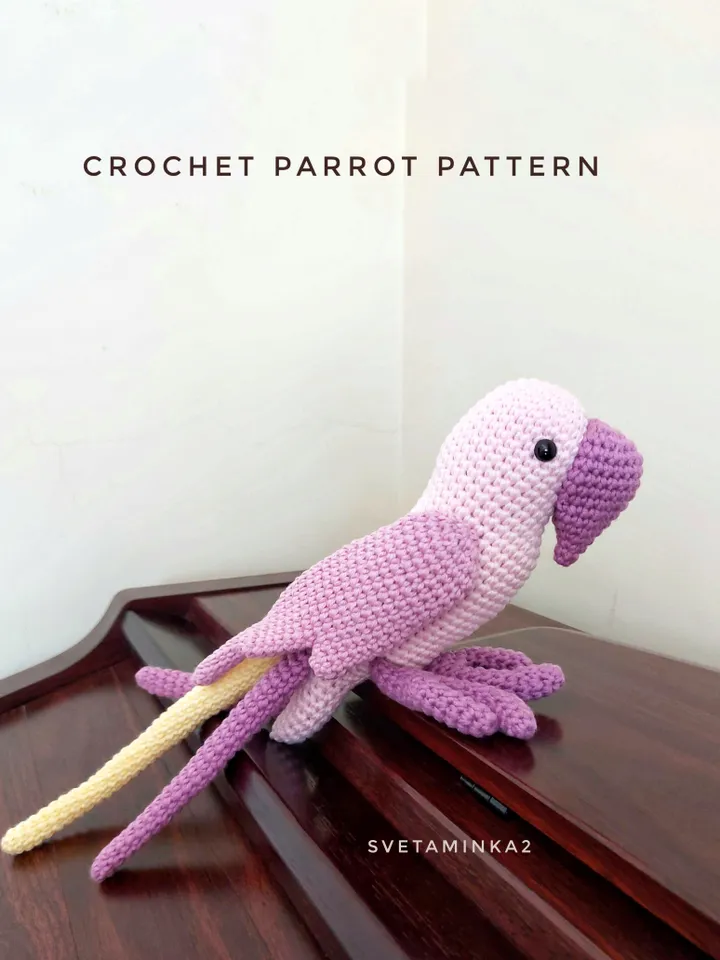 Crochet Parrot Pattern Amigurumi Parakeet. Digital Download. PDF.