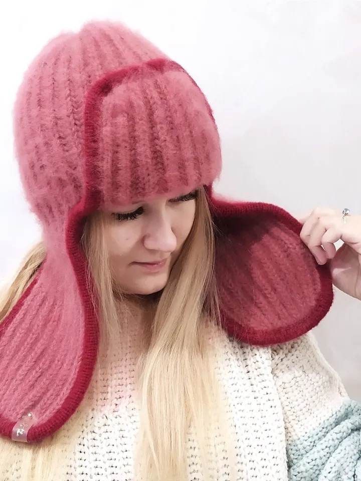Hat pink womens warm winter