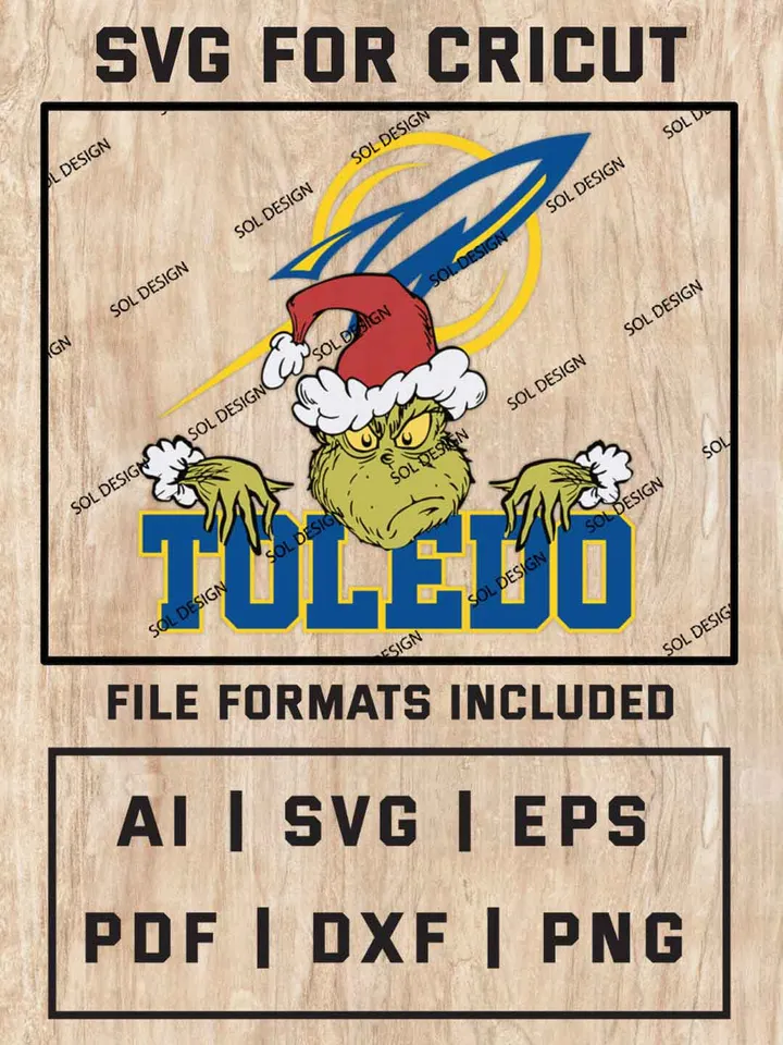 Grinch Toledo Rockets SVG, NCAA College Team SVG Design, NCAA Toledo Rockets SVG, NCAA Toledo Team Cricut, Christmas Svg, Grinch svg, Digital Download