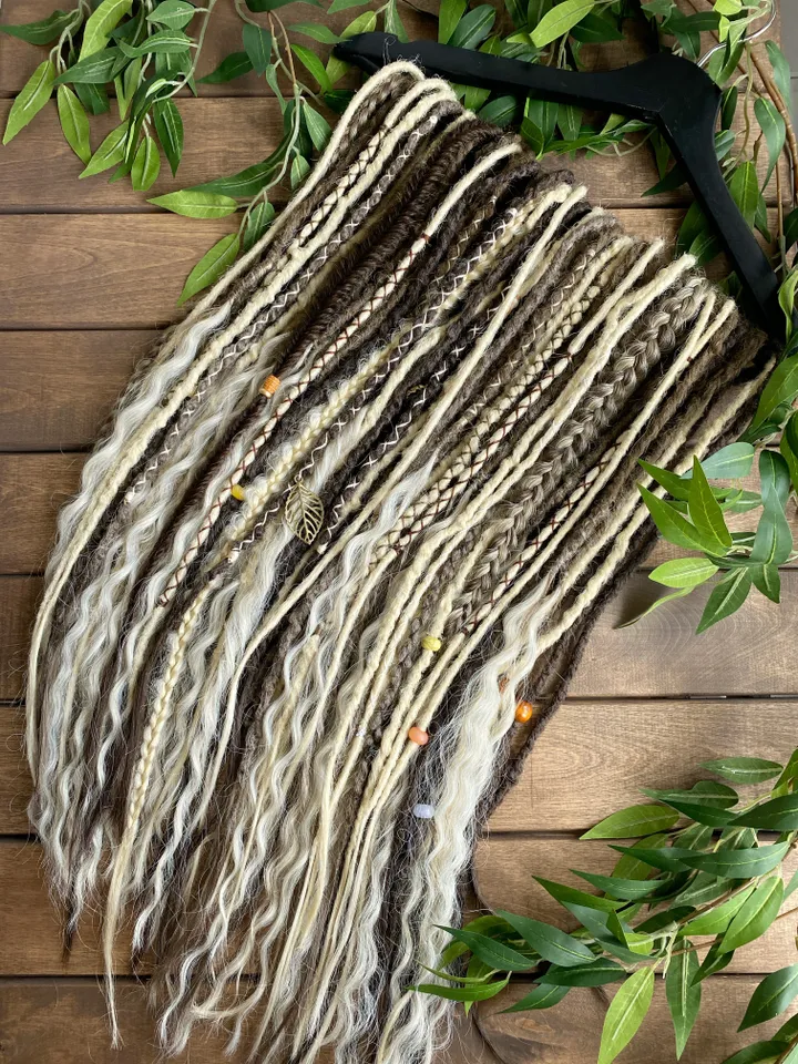 Brown and blonde boho style synthetic curly De dreadlocks and braids Ready to Ship