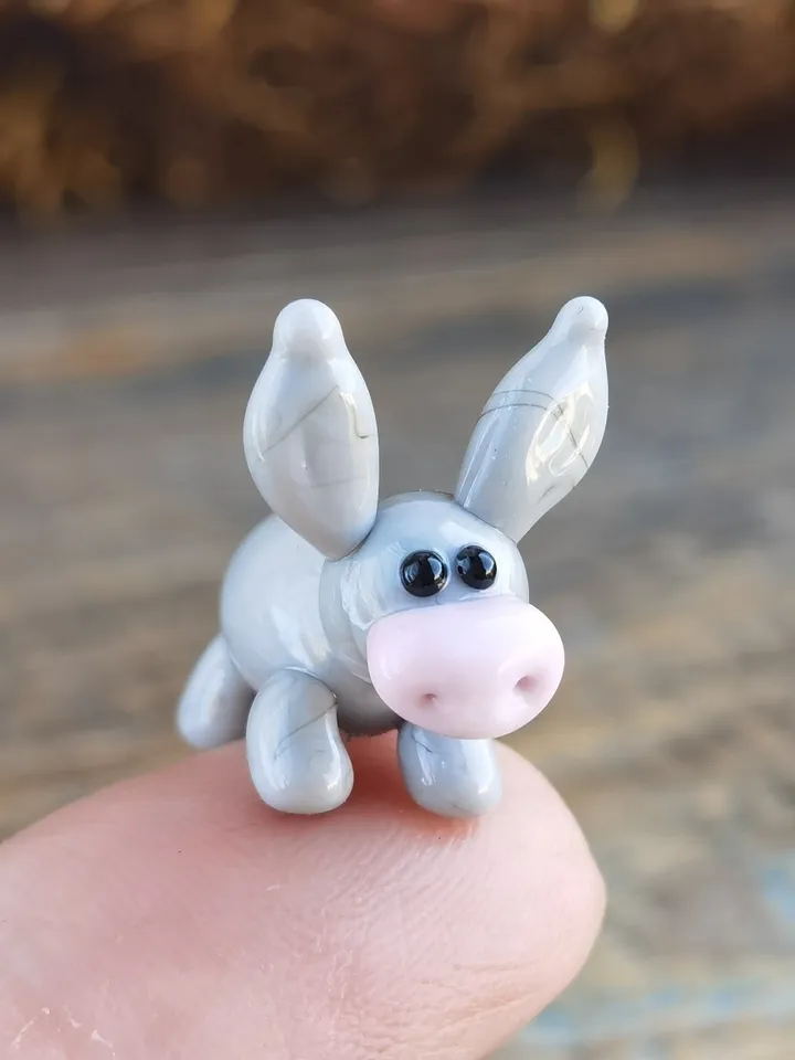 GLASS FIGURINES Donkey figurine Glass Donkey Miniature Donkey tiny Donkey Tiny glass animals Farm animals Terrarium figurines Nativity