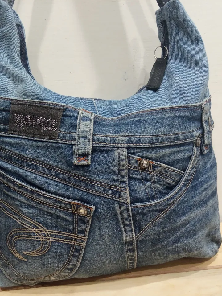 Jeans hobo shoulder bag handmade- crossbody purse