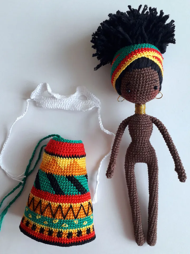 Pattern African Doll, Pattern Crochet African doll, Pattern Black Doll