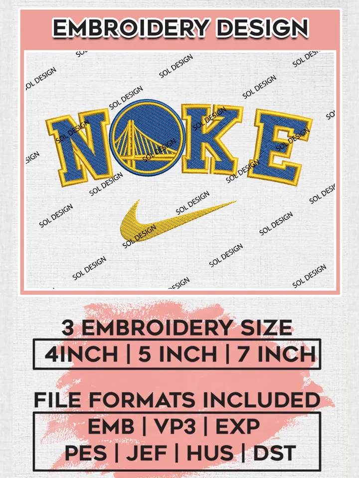 Nike Golden State Warriors Machine Embroidery Designs, NBA Golden State Warriors Embroidery Design Files, NBA Warriors Logo, NBA Machine Embroidery Designs, NBA Embroidery Designs, Digital Download