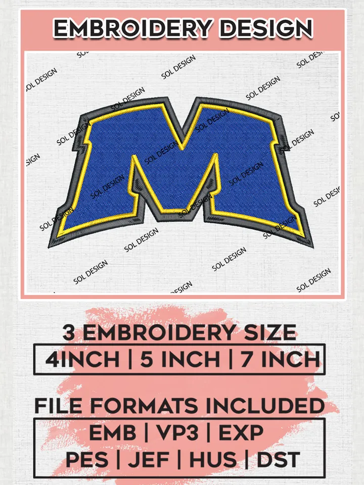 Morehead State Eagles Team Letter Logo Embroidery Design Files, NCAA Morehead State Eagles Machine Embroidery, NCAA Teams, 3 sizes, NCAA Machine embroidery designs, Digital Download