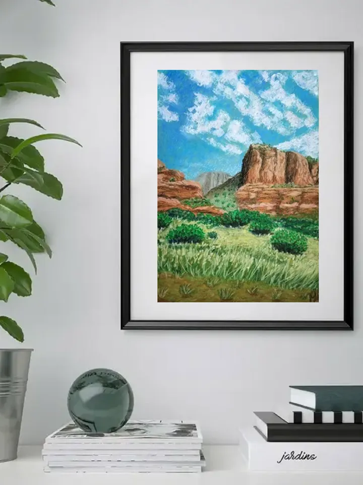 Arizona Mountain Landscape Pastel painting on paper