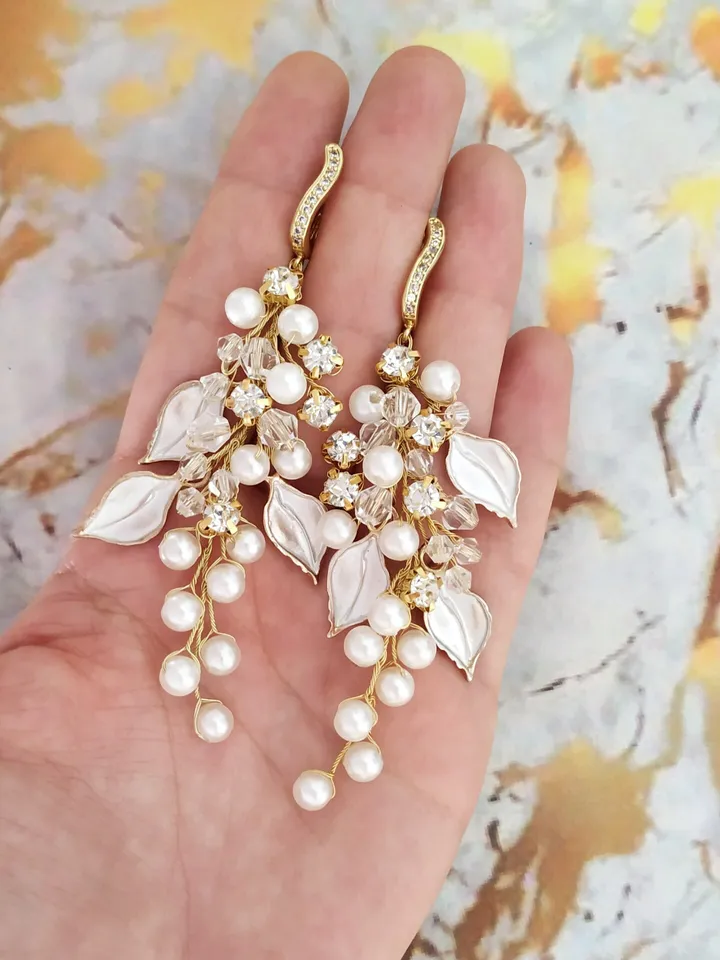 Extra Long Bridal Earrings Boho Wedding Earrings Boho Bridal Earrings Gold Bridal Earrings Chandelier Statement Swarovski Wedding Earrings
