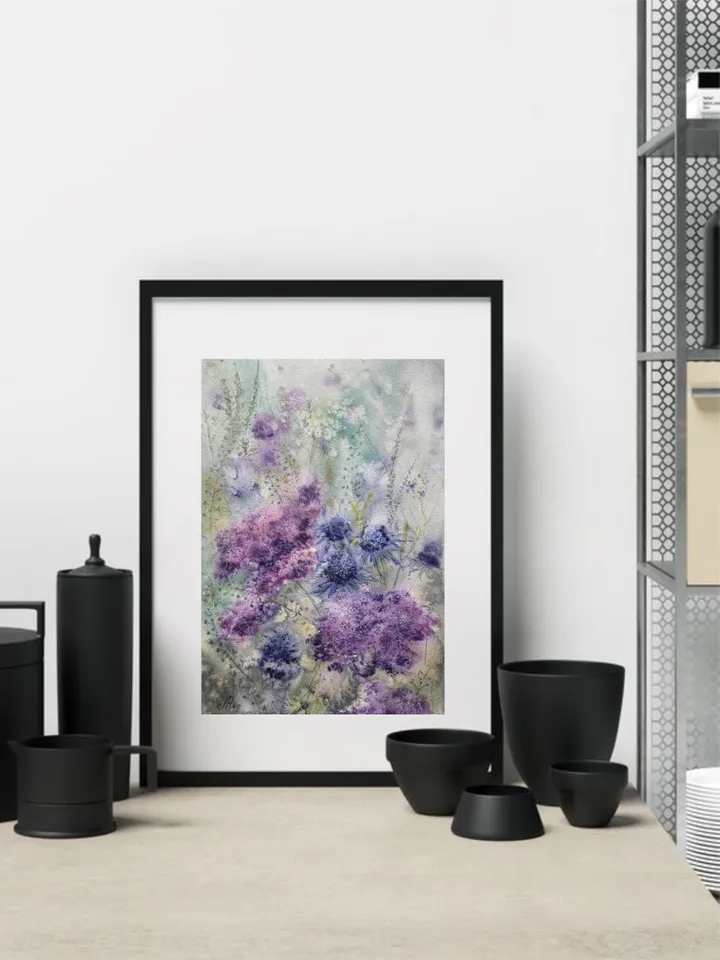 Wildflowers Original Painting Flowers Watercolor Wall Art Abstract Floral Artwork