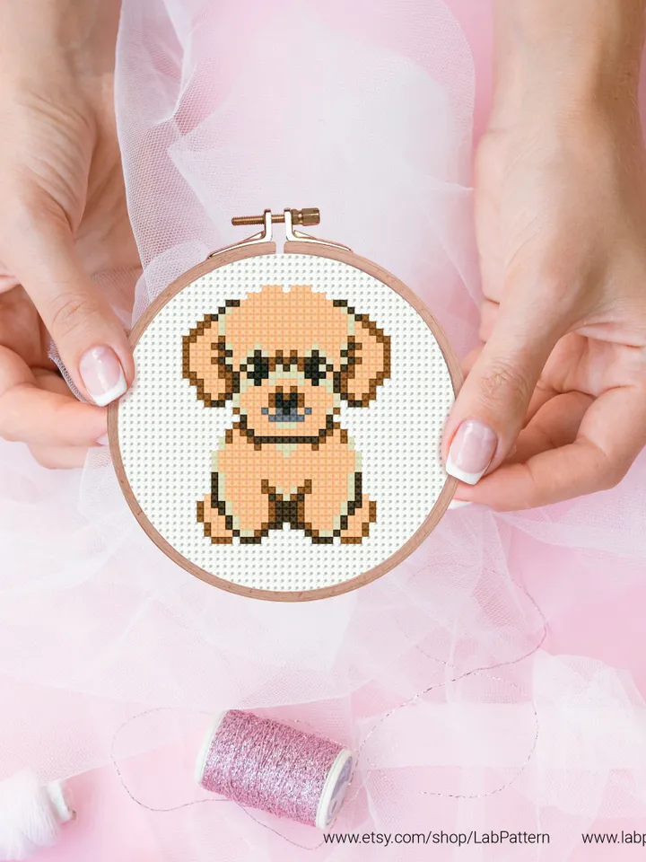 Mini Poodle breed Cross stitch pattern, tiny dog, contemporary pet, animal, beginner counted, modern chart, DIY, embroidery, instant PDF
