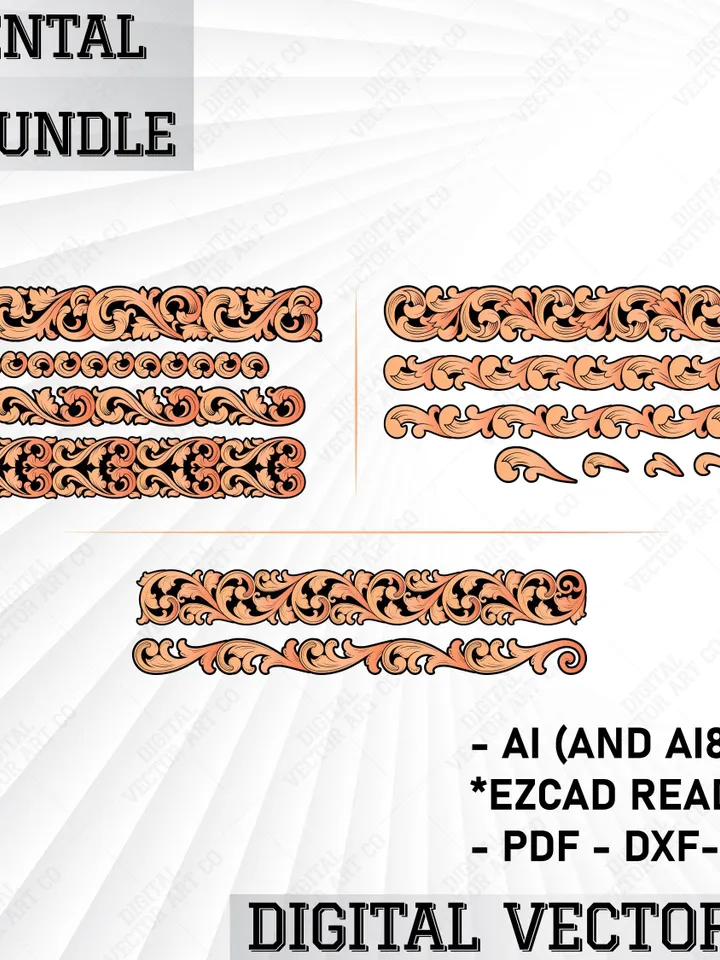 Engraving laser Scroll Ornamental Vector Artwork Bundle