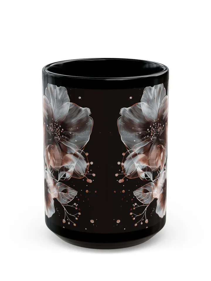 Black Floral Mug, Coffee Lover Gift, Tea Cup, Home Decor, Chic Kitchen Accessory, Ceramic 11oz 15oz