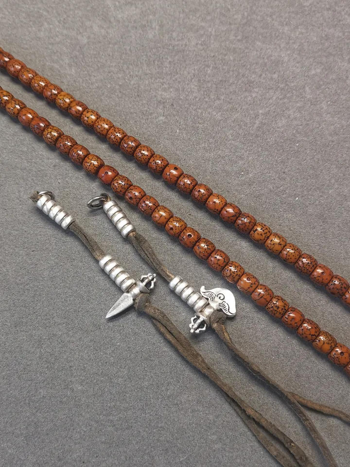 Gandhanra 5mm Silver Tibetan Buddhist Prayer Bead Counters for 6-15mm Mala,with Kila Kartika Pendant