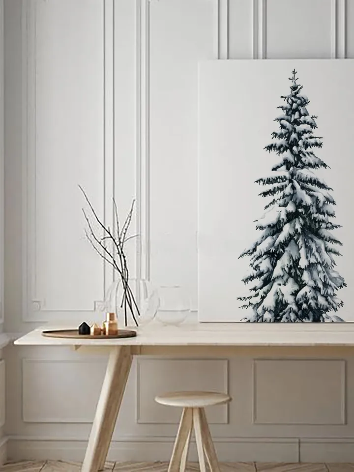 Watercolor print SNOW XMAS TREE (DIGITAL)